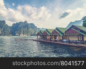 Khao Sok National Park, Mountain and Lake in Thailand (Vintage filter effect used)