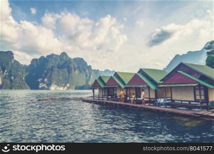 Khao Sok National Park, Mountain and Lake in Thailand (Vintage filter effect used)