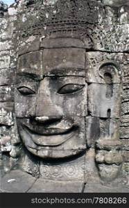 Khmer face in Bayon temple, Angkor, Cambodia