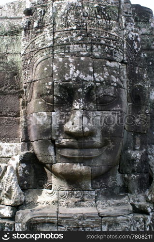 Khmer god in Bayon temple, Angkor, Cambodia