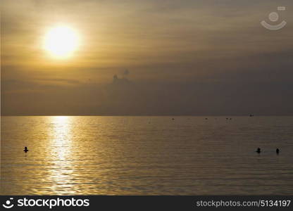 kho phangan sunrise people boat and water in thailand bay coastline south china sea