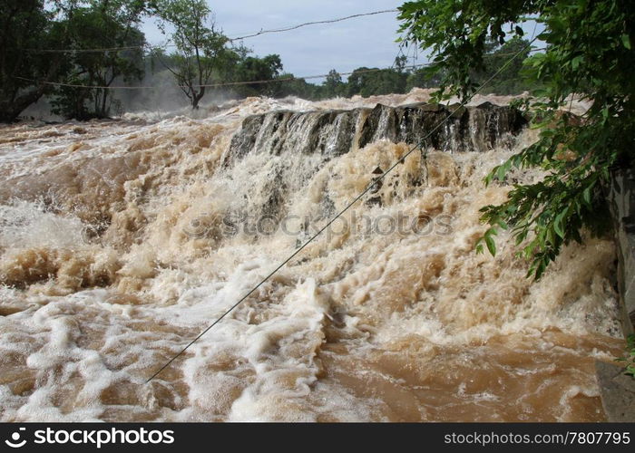 Khone Pha Pheng waterfal and rainy season in Laos