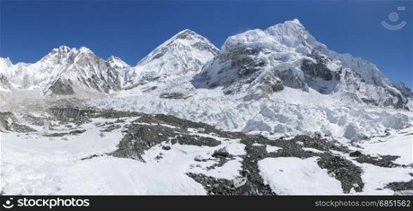 Khumbu glacier and Everest base camp area in Himalayas