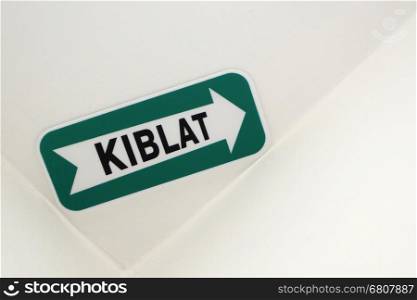 Kiblat Directional Sign in hotel room in Malaysia