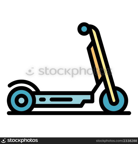 Kick electric scooter icon. Outline kick electric scooter vector icon color flat isolated. Kick electric scooter icon color outline vector