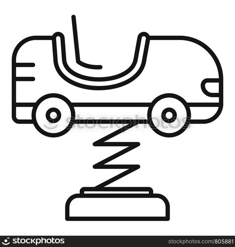 Kid car spring icon. Outline kid car spring vector icon for web design isolated on white background. Kid car spring icon, outline style