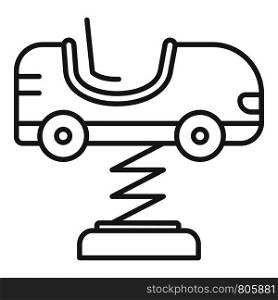 Kid car spring icon. Outline kid car spring vector icon for web design isolated on white background. Kid car spring icon, outline style