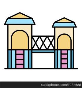 Kid castle playground icon. Outline kid castle playground vector icon color flat isolated. Kid castle playground icon color outline vector