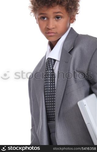 Kid dressed as executive
