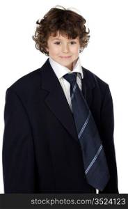 Kid in an oversize suit with tie