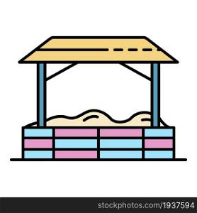 Kid playground tent icon. Outline kid playground tent vector icon color flat isolated. Kid playground tent icon color outline vector