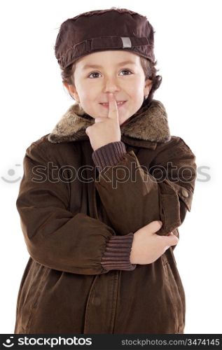 Kid thinking a over white background