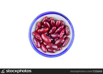 Kidney red beans in bowl isolated on white background with clipping path.Healthy and nutrition food concept.