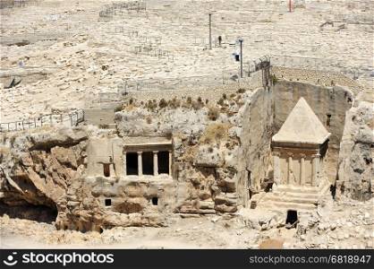 Kidron Valley and the Mount of Olives in Israel. The holy places of the three religions in Israel - Kidron Valley and the Mount of Olives
