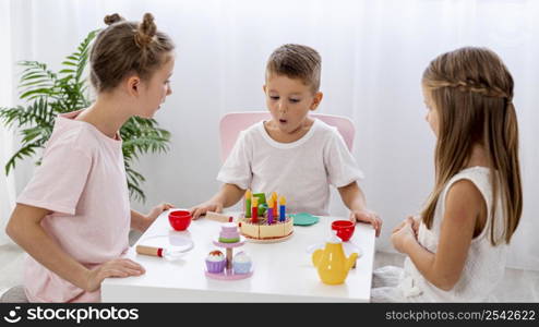 kids playing birthday game together