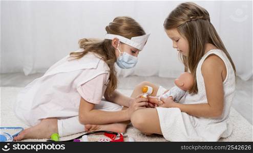kids playing medical game home