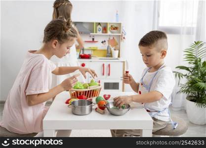 kids playing with cooking game
