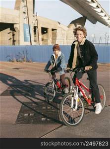 kids riding bicycles outdoors together