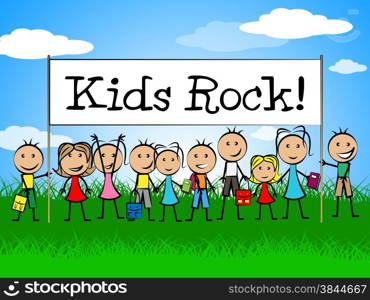 Kids Rock Banner Meaning Free Time And Play