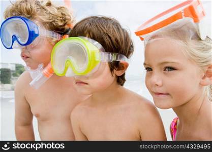 Kids wearing diving masks