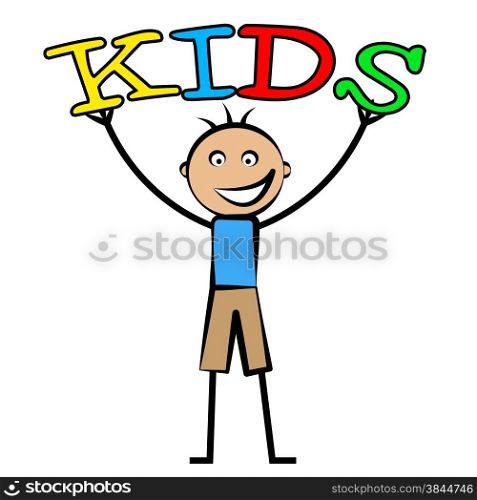 Kids Word Representing Youngsters Toddlers And Son