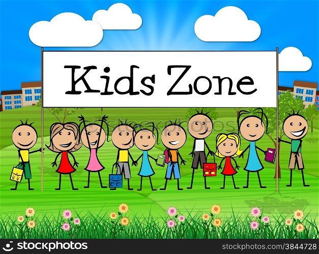 Kids Zone Banner Meaning Free Time And Youngsters