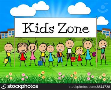Kids Zone Banner Meaning Free Time And Youngsters