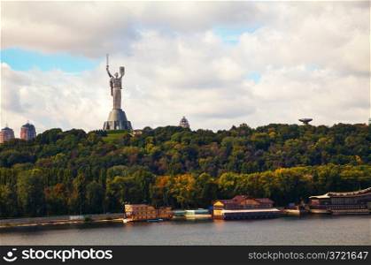KIEV, UKRAINE - SEPTEMBER 29: Mother of the Motherland monument on a cloudy day on September 29, 2013 in Kiev, Ukraine. It&rsquo;s a monumental statue in Kiev, the capital of Ukraine. The sculpture is a part of Museum of the Great Patriotic War, Kiev.
