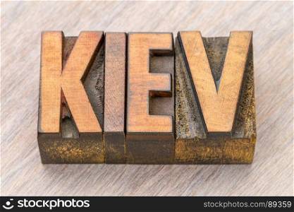 Kiev word abstract in vintage letterpress wood type printing blocks