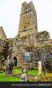 KILCREA, IRELAND - NOVEMBER 28: medieval Kilcrea Friary (Kilcrea Abbey) located near Ovens on November 28, 2012 in County Cork, Ireland