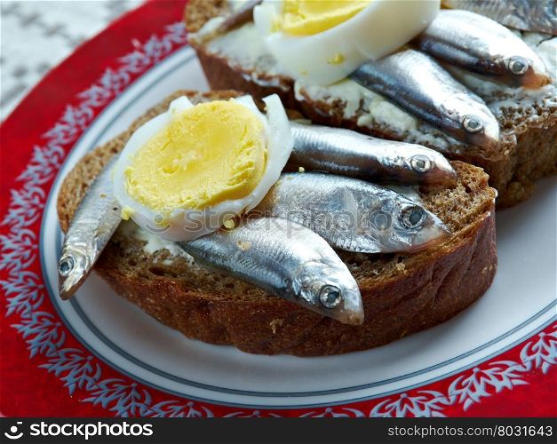 Kiluvoileib - Estonian sandwich with butter and anchovies.