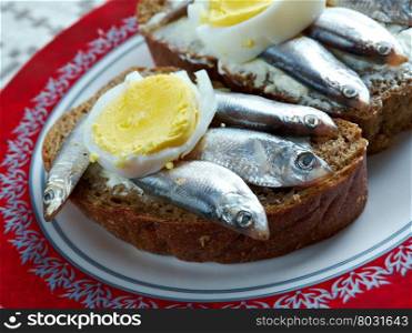 Kiluvoileib - Estonian sandwich with butter and anchovies.