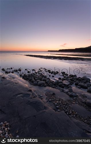 Kimmeridge Bay at Sunset , on the dorset coast, England, UK
