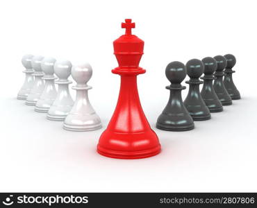 king and pawns. Leadership. 3d