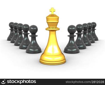 king and pawns. Leadership. 3d