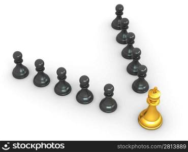 king and pawns. Leadership. 3d