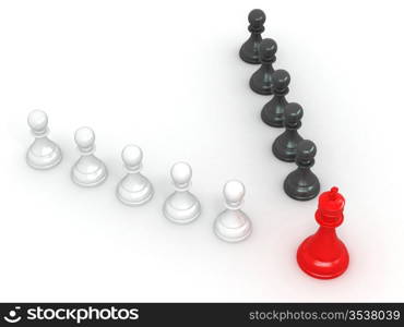 king and pawns. Leadership. 3d