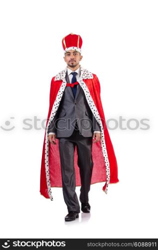 King businessman isolated on the white