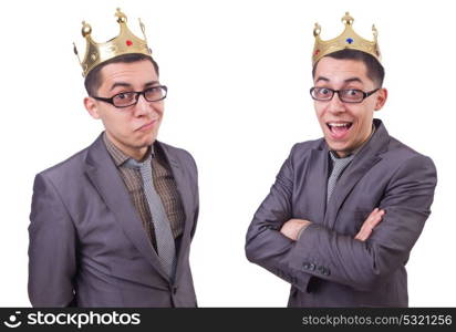 King businessman isolated on white