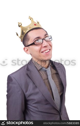 King businessman isolated on white