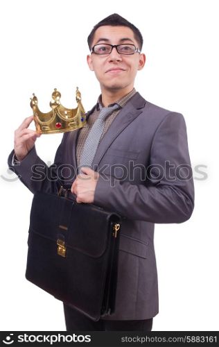 King businessman isolated on white