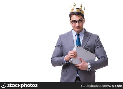 King businessman isolated on white background