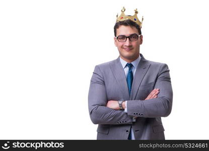 King businessman isolated on white background