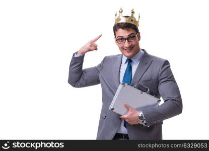 King businessman isolated on white background