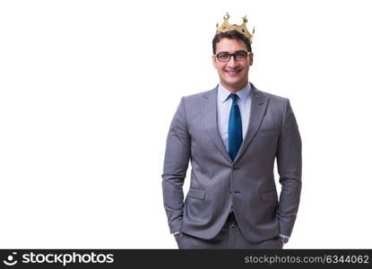 King businessman isolated on white background