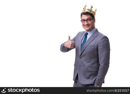 King businessman isolated on white background