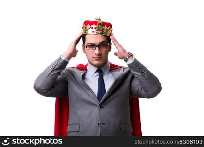 King businessman wearing red cover on white