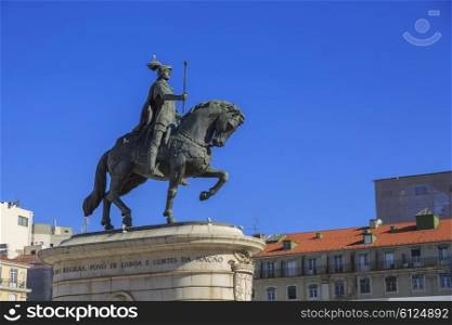 King Jose I statue near Lisbon Story Center at sunny day, Portugal&#xA;