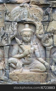 King on the wall, Angkor, Cambodia