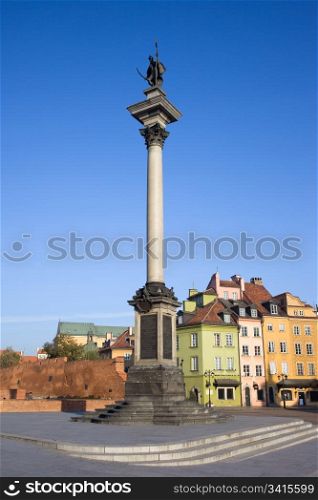 King Sigismund III Vasa column (Polish: Kulumna Zygmunta) in the Old Town (Polish: Stare Miasto, Starowka) of Warsaw in Poland